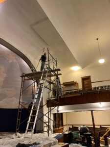 Sanctuary ceiling patched
